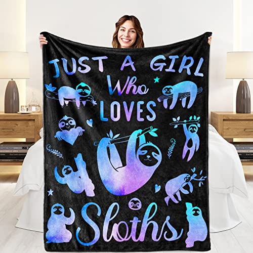 Image of Sloth Gifts for Women Girls Boys, Cozy Soft Fleece Throw Blanket for Bed Couch Travel Car Seat, Birthday Gifts for Moms from Daughter Son Mothers Day Christmas, Room Home Decor 60 inch x 50 inch