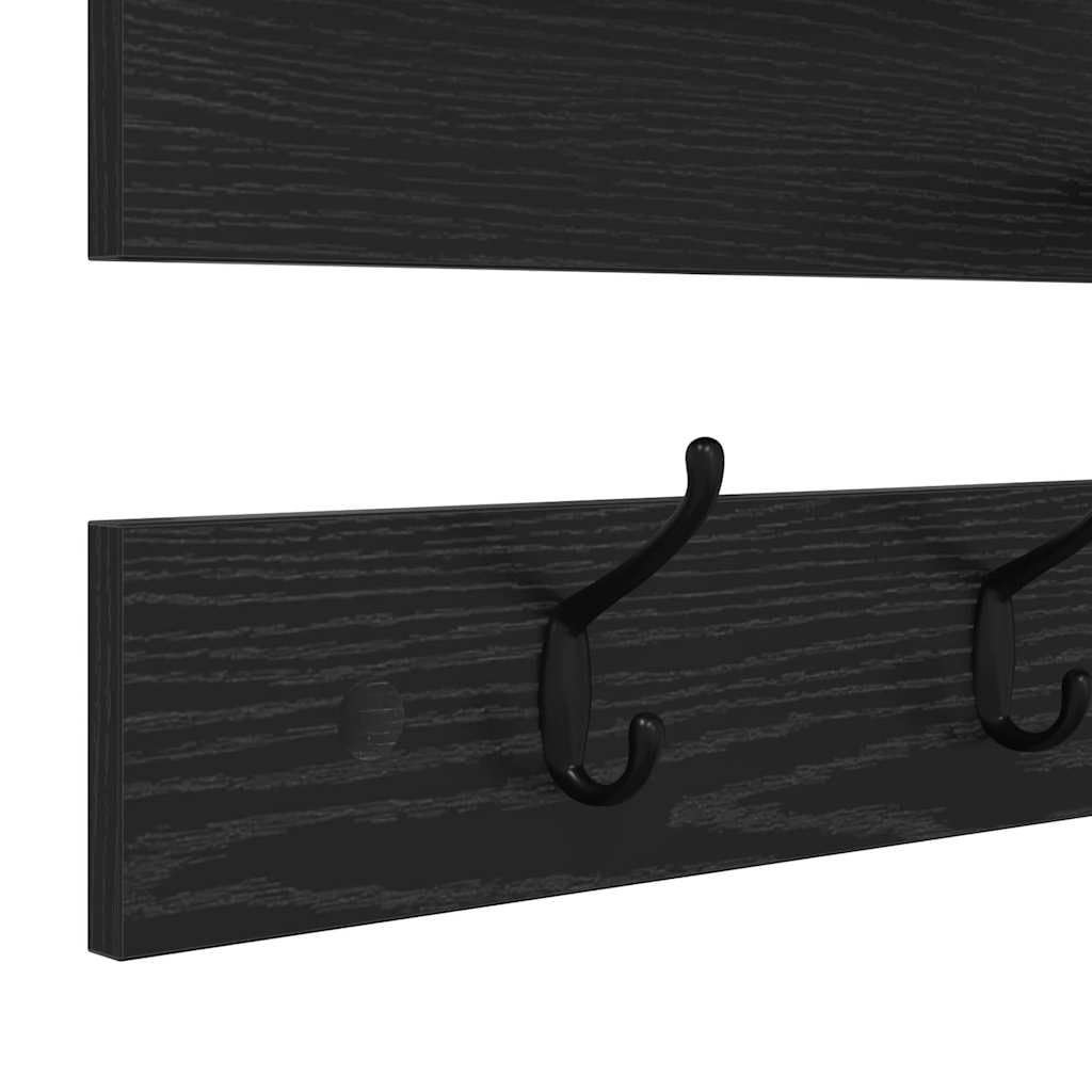 Wandgarderobe aus Holzwerkstoff 90 x 15 x 36 cm in Schwarze Eiche mit Regalbrett für Jacken und Accessoires Modernes Design für Flur und Eingangsbereich