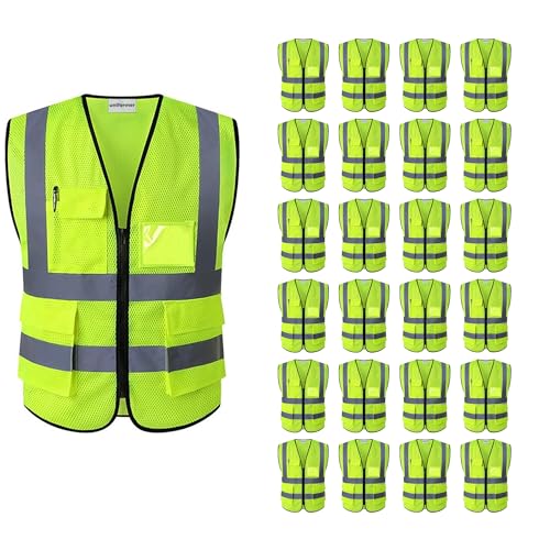 Image of uniformer Premium Safety Jacket for Men and Women | Reflective High Visibility | Ideal Unisex Safety Jacket for Civil Engineer | Used in Airport, Construction, Traffic