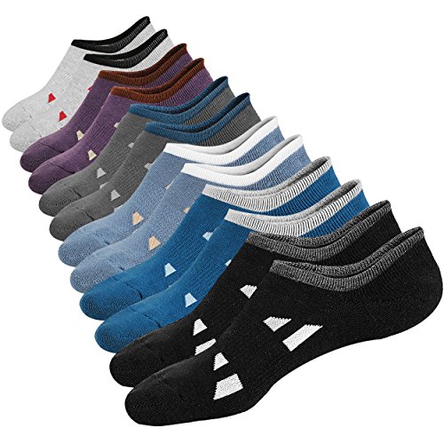 Mens No Show Low Cut Athletic Reinforced Cushioned Cotton Non-Slip Socks 6Pack L