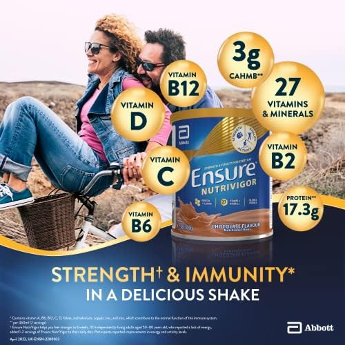 Ensure NutriVigor Nutritional Shake | Boosts Energy | Helps you do what you want with Strength | Food supplement with Protein, HMB and 27 Vitamins & Minerals | 400g |Chocolate Flavour