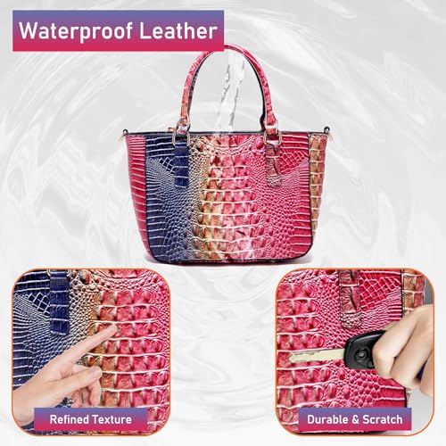 Bolso Tote de Cuero para Mujer con Textura de Cocodrilo miniatura 6