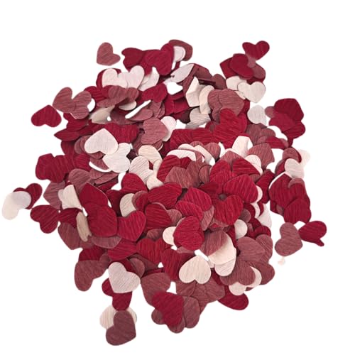 Image of Crepe Paper 1 inch Heart Confetti for Table Decor Anniversary Birthday Graduation Wedding Bridal Shower & Baby Shower Parties Decorations 1000Count (Burgundy)