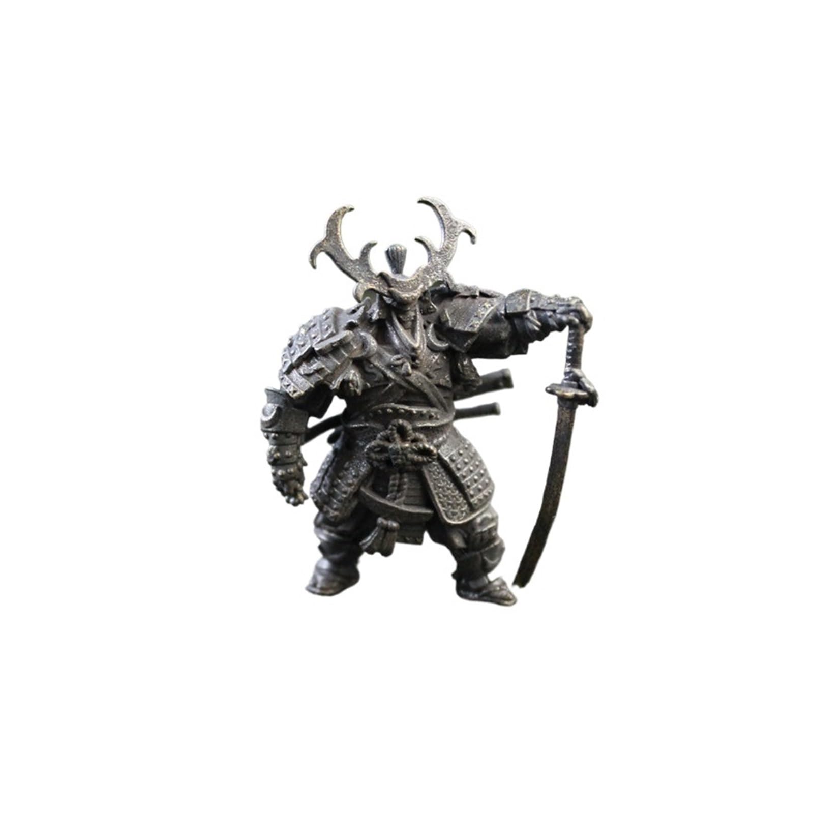 Huolimxun Bronze Japanese Shogunate Warrior Statue Miniature Model Retro Metal Soldier Model Statue Desktop Toy Ornament