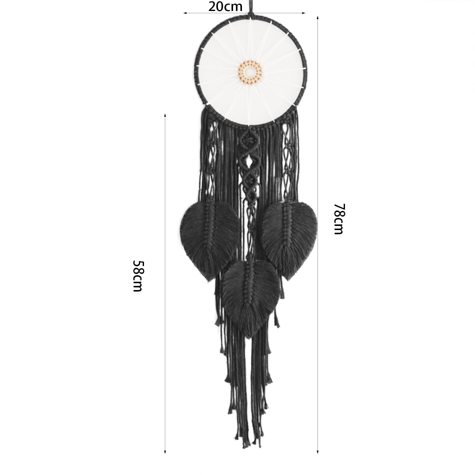 Lot De 6 Anneaux Métalliques étoile Pour Attrape-rêves/déco - Tailles 10,20,25,30 Cm - Noir, Avec Ficelle - 7