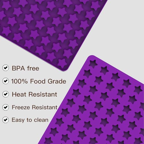 Silikon Hundekekse Backform, 112 Gitter Hundekuchen Backmatte mit Pentagramm-Formen für DIY Hundeleckerlies, Schokolade, Kekse, Süßigkeiten, BPA-Frei - Lila Pentagramm