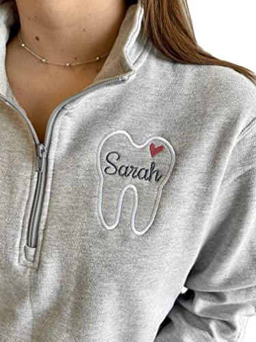 Personalized Dentist 1/4 Zip Sweatshirt Dental Hygienist Jacket