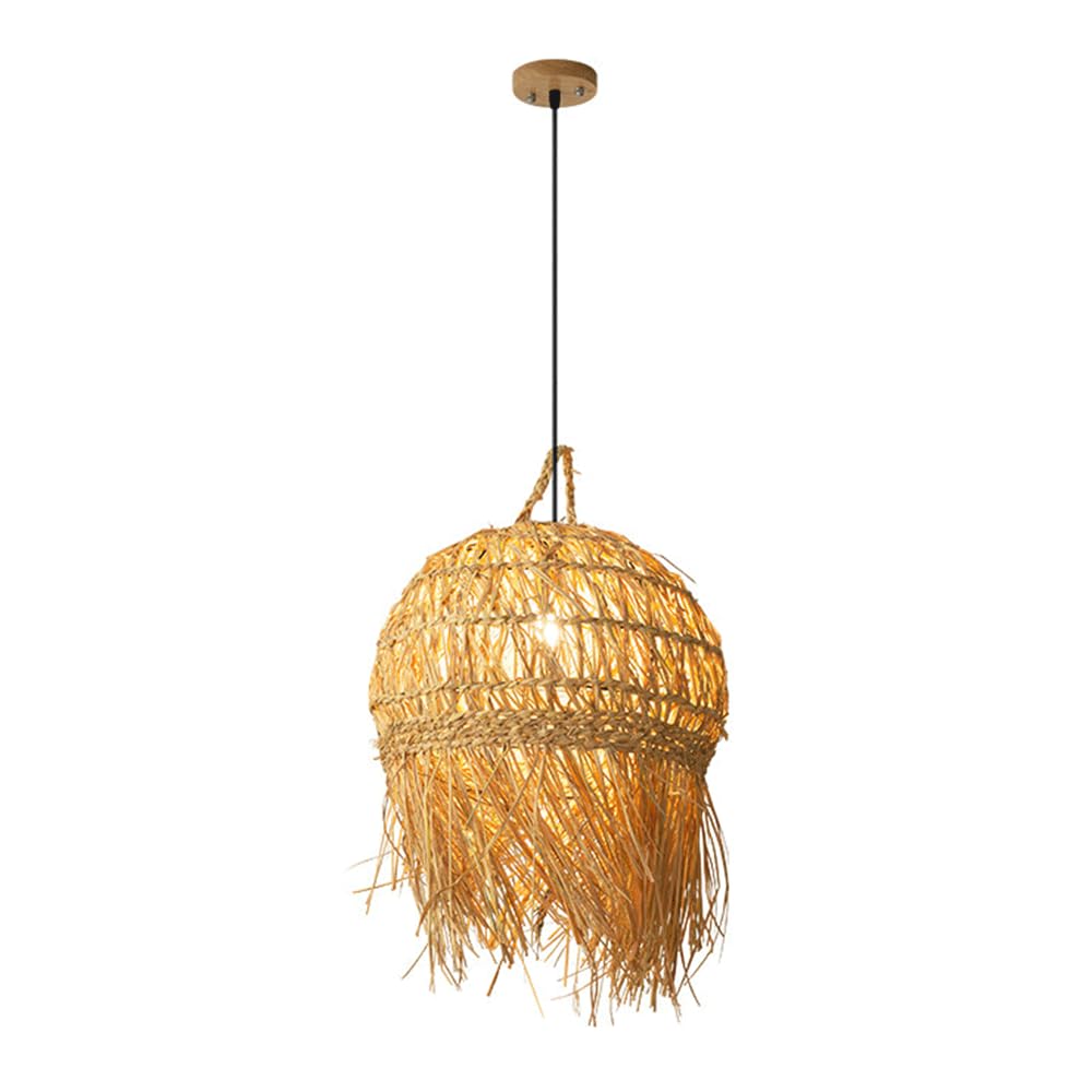 CHUNGYANG Natural Bamboo Rattan Lighting Fixture Creative Personalized Tea Room Restaurant Pendant Light Farmhouse Pastoral Bamboo Wicker Lampshade Hanging Lamp For Hallway Vintage Entryway Chandelier