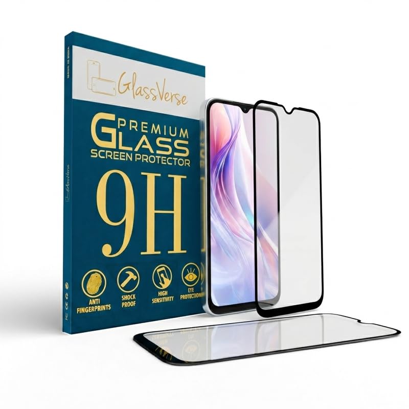Image of GlassVerse PureView Tempered Glass for Redmi 13C 5G | Crystal Clear, 9H Hardness Screen Protector, Edge to Edge, Case Friendly, Hassle-less Installation Kit Included. (Pack of 2)