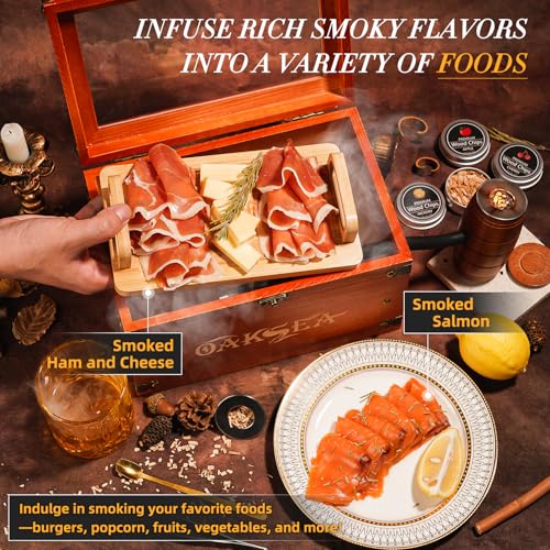 Old Fashioned Smoker Kit, Whiskey Smoker Kit with Smoking Gun, Gifts for Men Dad Him Stocking Stuffers, Smoker Box with Food Tray, 6PCS Flavor Wood Chips, Cocktail Smoker Kit (Butan Not Required) – Bild 4