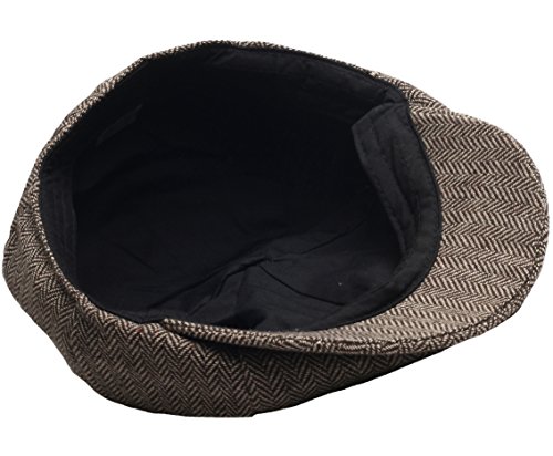 Raon N91 Driving 8 Panel Herringbone Tweed Pattern Wool Newsboy Cap Gatsby Beret Hat (Brown) #TOP1