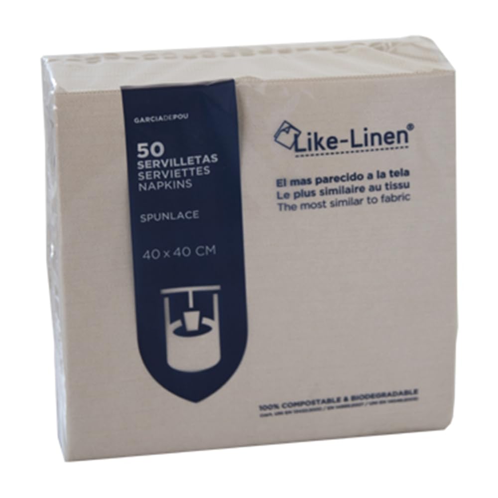 García de Pou 213.59 Servilletas de Linen con Dos Caras, 70 G/M2, 40 x 40 cm, Crema, 600 Unidades