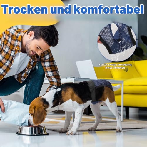 2er Pack Hundewindeln Wiederverwendbare Läufigkeitshose für Hündinnen Hundewindeln Für Hündinnen mit 8 Damenbinden Verstellbare Schutzhose für Waschbare Schutzhose, Schwarz und Blau, M