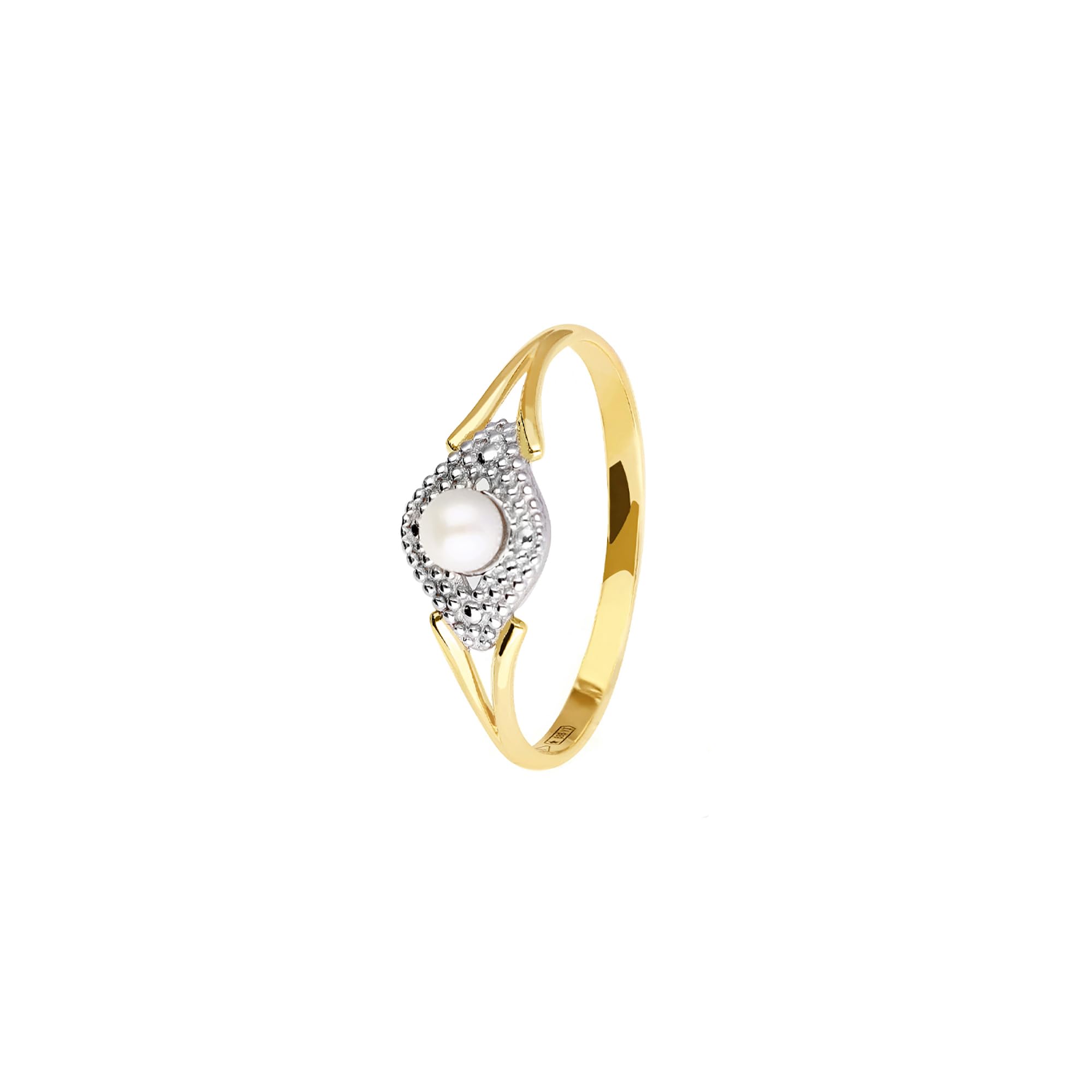forme di Lucchetta - Anello con Perla di Fiume in Oro Giallo 18K e Pavé Diamantato - Misure da 12 a 22 - Regalo Donna Elegante