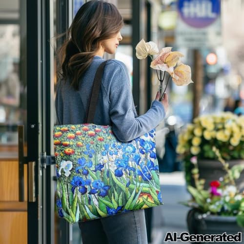 Image of Art Lover Zippered Tote Bag Waterproof Large Work Tote Bags, Artwork Women's Purse Handbags Travel Totes