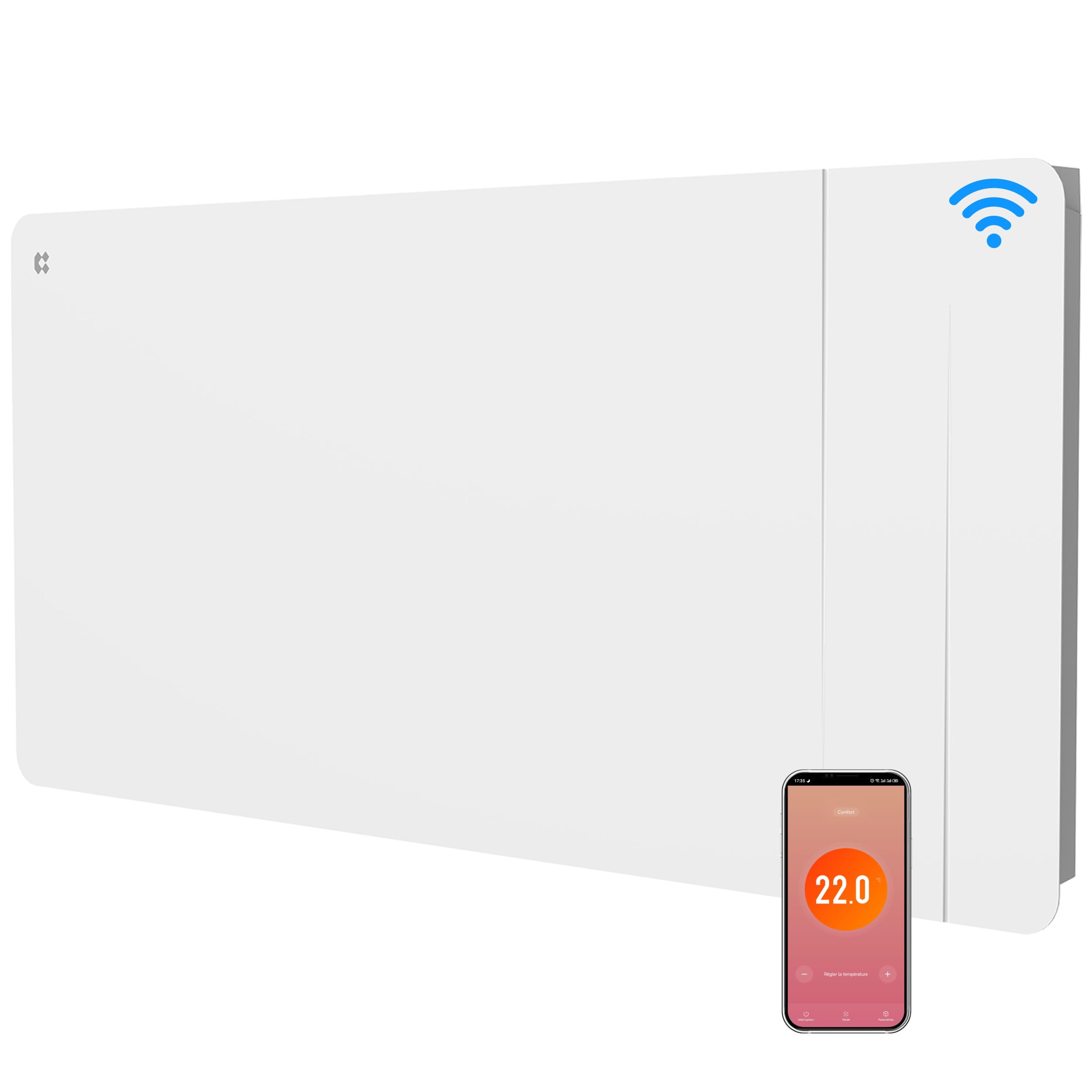CIARRA Radiateur Inertie Céramique 2000W -​WiFi -​Film Chauffant - Chauffage Ultra-​Rapide pour Grands Espaces (15-​30 m²)- CBHTD20A-​W
