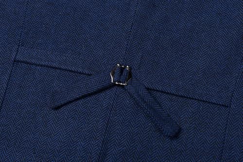 Image of SOLOVEDRESS Mens Vintage Tweed Suit Vest V Neck Casual Wool Waistcoat for Wedding Groomsmen
