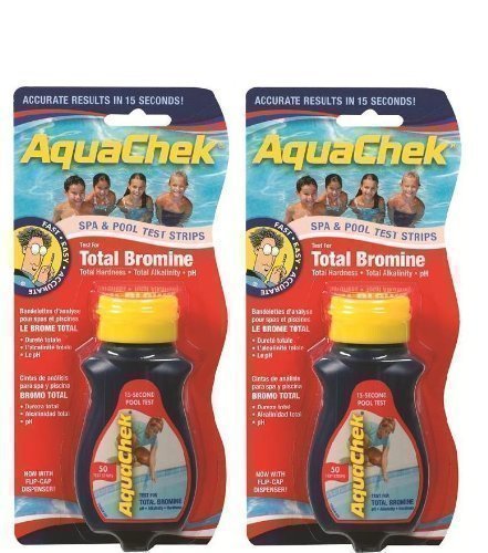 Aquacheck Happy Hot Tubs 2 Pack Red Bromine Aquachek Pool & Spa Test Strips Total Alkalinity PH Hardness Quick Dip Stick Sticks TA + - Strip Aqauchek Swimming Water Treatment