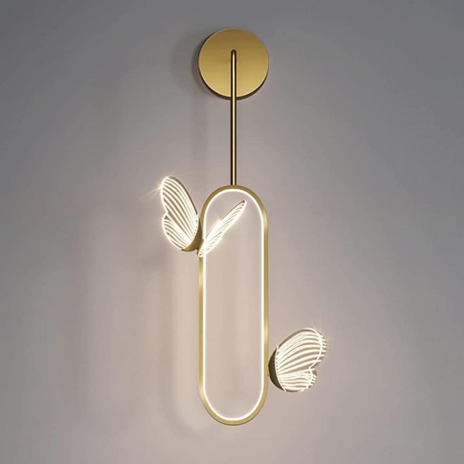ASerZenith Wall Light Bedside Decor Lamp Gold Metal Wall Sconce Long Ring Wall Light Modern Led Corridor Lighting Wall Lamp,Warm Light