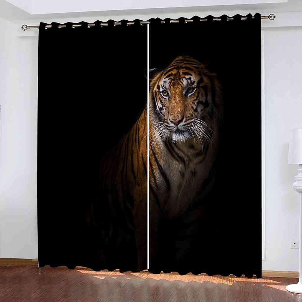 Rideau occultant tigre noir 264x242 cm lot de 2 pour chambre