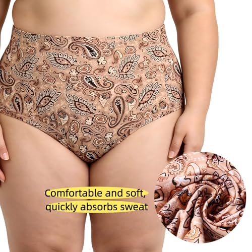 Image of Women's Underwear Plus Size XL-6XL Panties Briefs High Waist Rose Floral Print 6 Pack Undies