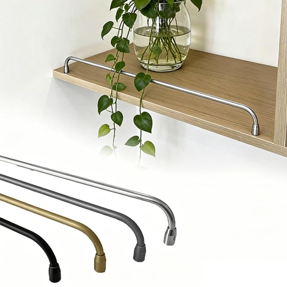 Svbvrfeew Silver Gallery Rail Guardrail Bar For Closet Shelf Rail Decorative Aluminum Tipping Railing Set Display Cabinet Fence Metal Floating Shelf Railing Rod(,28In/71.1Cm)