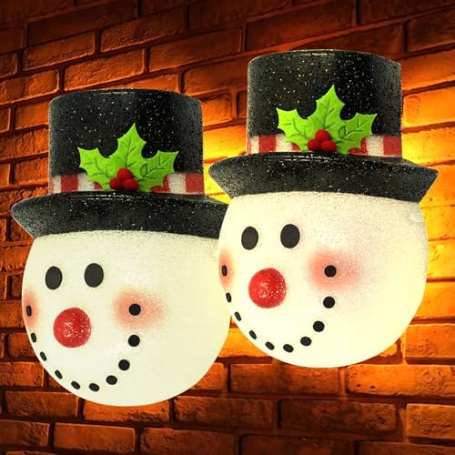 2 Pack Snowman Christmas Porch Light Covers – Holiday Xmas Decor ...