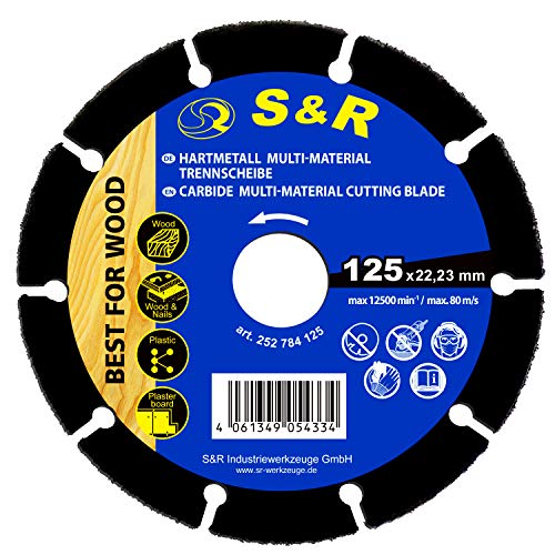 S&R Disque à Bois Meuleuse 125 mm. Disque Coupe Bois Lame TCT Circulaire 125