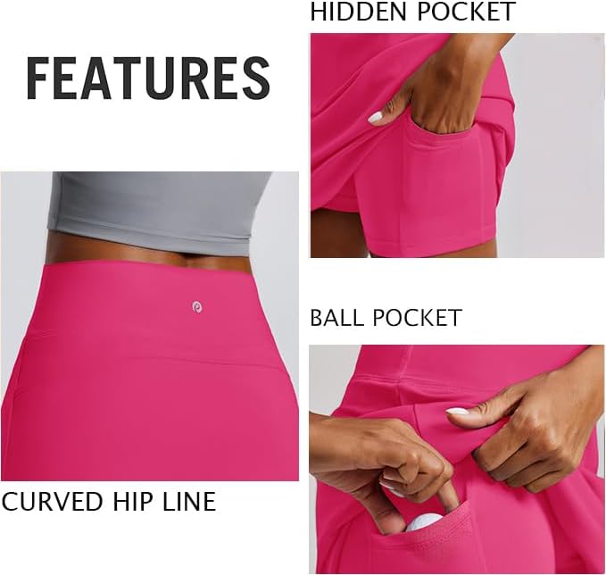 PINSPARK Golf Skirts for Women High Waisted Tennis Skirt with 2 Pockets UPF 50+ Stretch Athletic Skirt for Pickleball Workout - Image 4