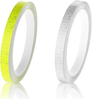2 Rouleaux de Ruban Réfléchissant Auto-Adhésif, Réfléchissant Bande, Ruban Néon Ruban D'avertissement Autocollant,10mm x 8m,Réflecteur Bande Étanche pour Vélo Voiture Moto Véhicule