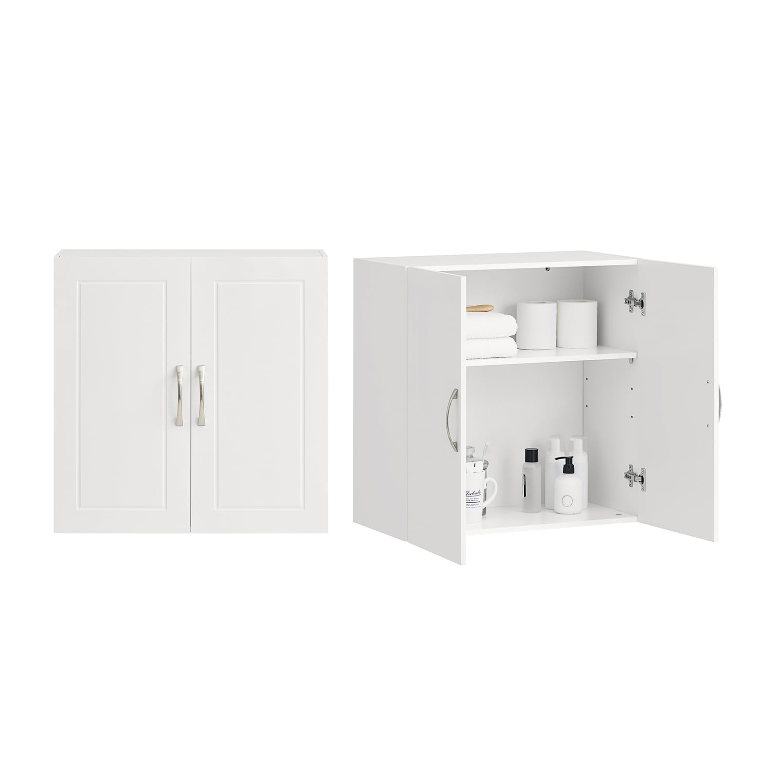 SoBuy Meuble Haut Cuisine Compact avec 2 Portes, Placard Cuisine Mural Petit Format, Armoire Murale & Armoire Suspendu pour Cuisine, Meuble Mural de Rangement, Charge 36kg, Blanc, 60x30x60cm, FRG231-W