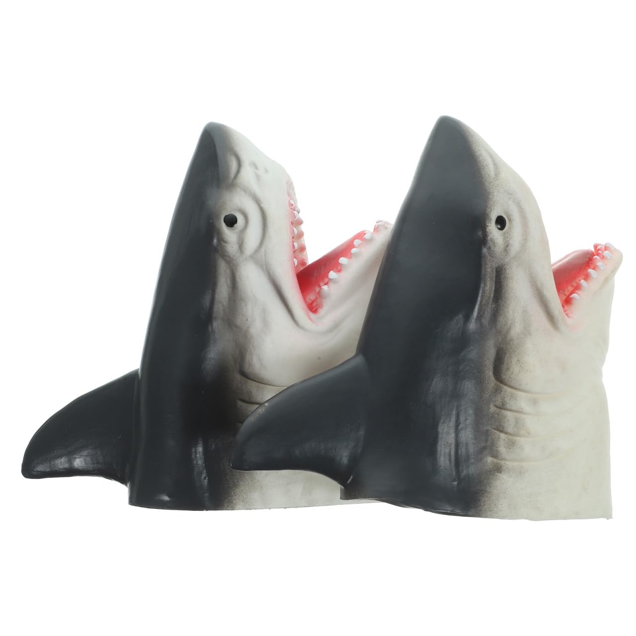 Toyvian Marionnettes Requin - 2 Pièces Tête de Requin Réaliste en Caoutchouc Souple de Jeu de Rôle pour Enfants Jouet Éducatif pour Histoires Spectacles et Anniversaires