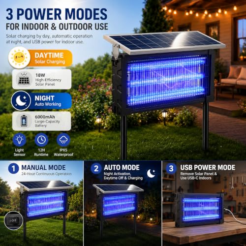 Image of 2026 Solar Bug Zapper Outdoor Waterproof Mosquito Repellent Outdoor Patio