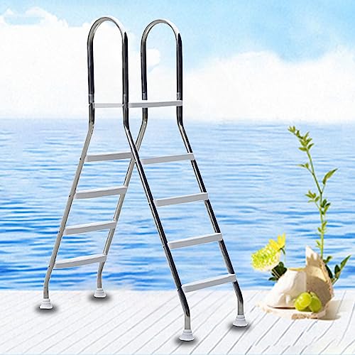 Escalera para piscina de acero inoxidable con 4 peldaños antideslizantes miniatura 1