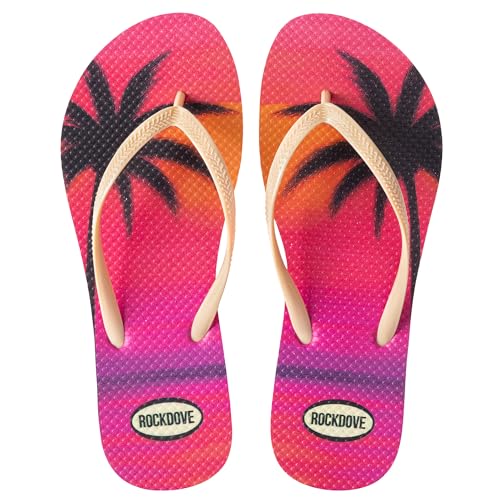 Image of RockDove Women's Seabreeze Printed Beach Flip Flops | Waterproof, Lightweight, Comfortable, Non-Slip, Indoor /Outdoor Sole, Gift-Ready, Breathable, Open Toe, Printed