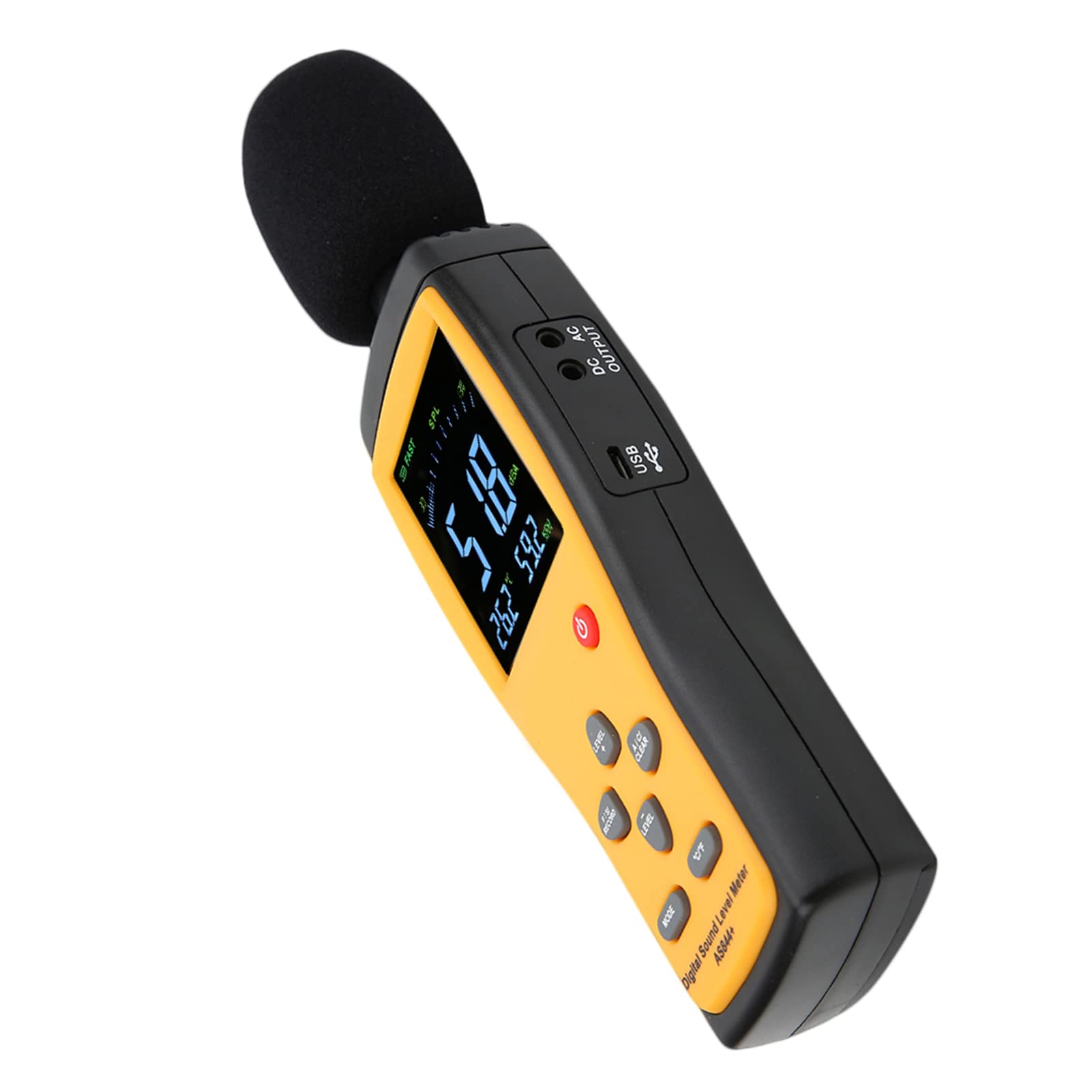 Fafeicy AS844+ Digital Decibel Meter Miernik Poziomu Szumu Miernika Szumu z Wyświetlaniem Danych LCD Storage 15000 Zestawów USB Pobierz do Ruchu Home Library Monitorowanie Szumów