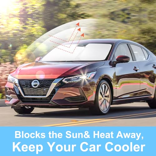 Image of Windshield Sun Shade Custom Fit for 2020 2021 2022 2023 2024 2025 Nissan Sentra Sedan Accessories Foldable Sunshade Sun Blocker Protect Car from Sun Rays & Heat Damage Keep Car Cooler