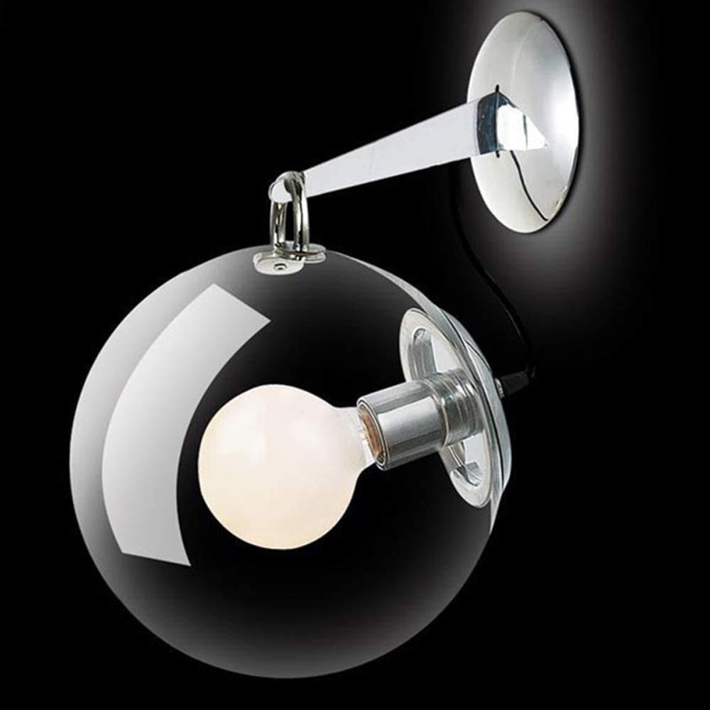 Parete In Ferro Art Hardware Acciaio In Carbonio E27 Con Paralume In Vetro Trasparente VETRO SINGOLO GLASS Sfera Di Vetro Lampada Da Parete Lampada Da Parete Comodino Camera Da Letto Camera Da