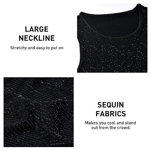 Arjen Kroos Men's Sequin Sleeveless Tank Top Sparkly Rave Metallic T-Shirt2