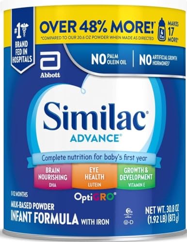Image of Similac Advance Baby Formula Powder With Iron, Inspired by Breast Milk | Nutritionally Complete Infant Formula for Babies, Support for Brain & Eye Development, Easy to Digest, 30.8 oz value-size can