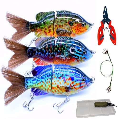 Abziyat Fishing Lure Swimbait Crankbait Bait for Bass Trout Muskie Hard Lures Lifelike Bluegill...