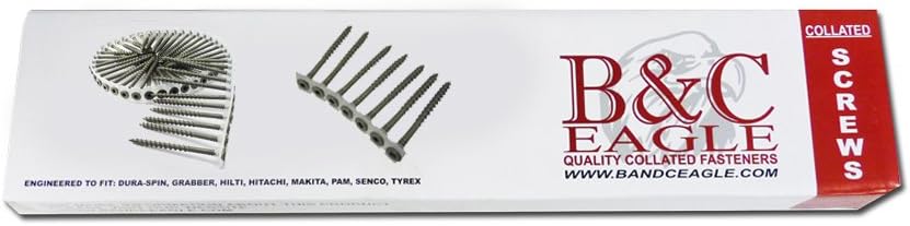 B&C Eagle CS8X212EXT No 2 Square Drive 1000-Count 8 by 2-1/2-Inch Grey Collated Exterior Wood Screws