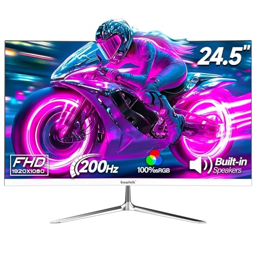 Gawfolk Gaming Monitor 24.5 Inch 200Hz Built-in Speakers, 180hz PC Monitor FHD 1080P Frameless...