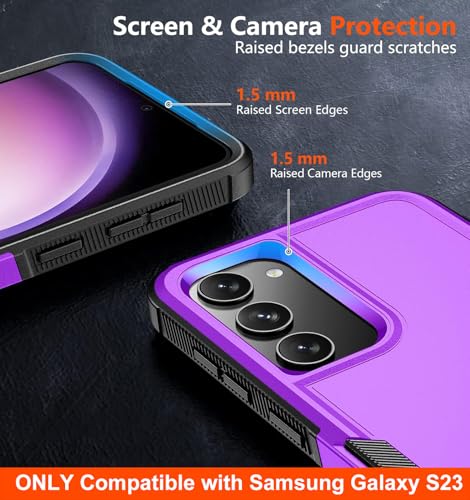 SPIDERCASE Designed for Samsung Galaxy S23 Case, [10 FT Military Grade Drop Protection], 2 Pack [Tempered Glass Screen Protector+Camera Lens Protector] Heavy Duty Shockproof Case, Dark Purple by SPIDERCASE - Image 4
