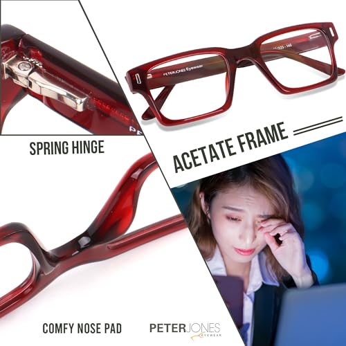 Image of Peter Jones Acetate Unisex Large Broad Style Premium Spectacle Frame with Spring Hinges (U001)