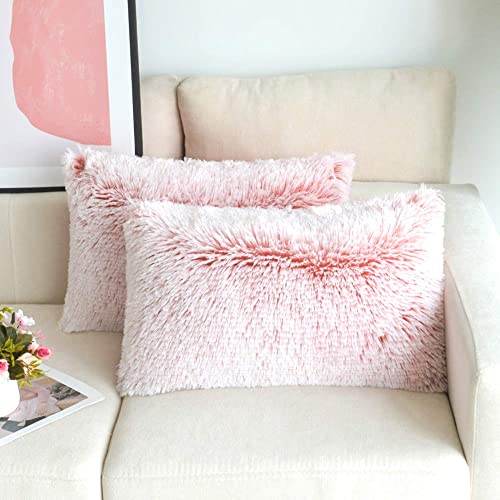 Image of Lumbar Faux Fur Throw Pillow Covers for Couch Decorative Pillows 12x20