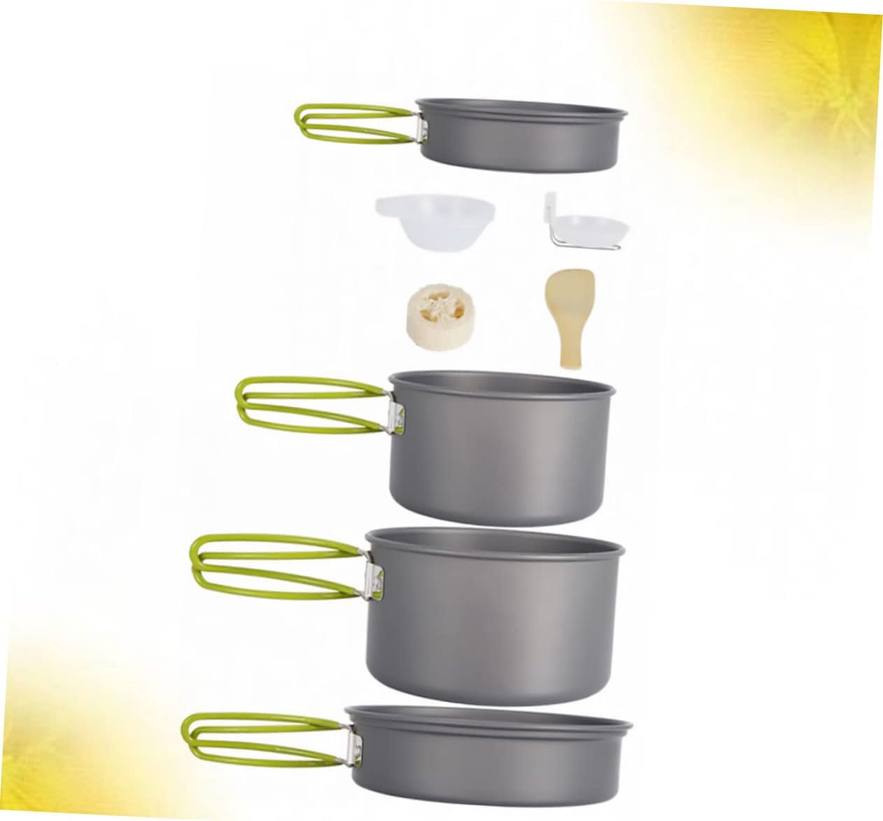 YARNOW 1set Portable Nonstick Camping Cooking Picnic Cookware for People Includes Frying Pans Frying Pan Bowls Utensils for Hiking Outdoor Activities