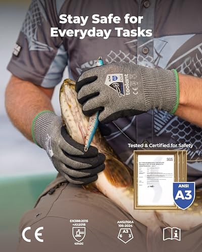 Image of toolant ComfyCut A3 Cut Resistant Work Gloves, ANSI & EN388 Certified Protection with Superior Comfort, Fiberglass-Free, Touchscreen & Flexible Grip, for Fishing, Gardening, DIY, Assembly, XX-Large