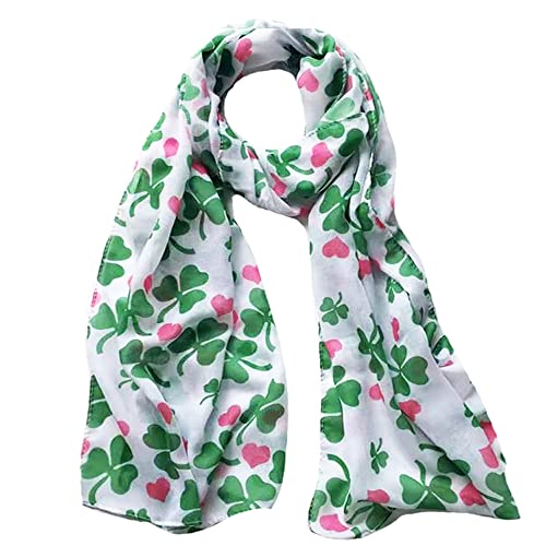 Lina & Lily Clover Shamrock Print Women's Scarf Shawl Wrap Lightweight St Patrick's Day2