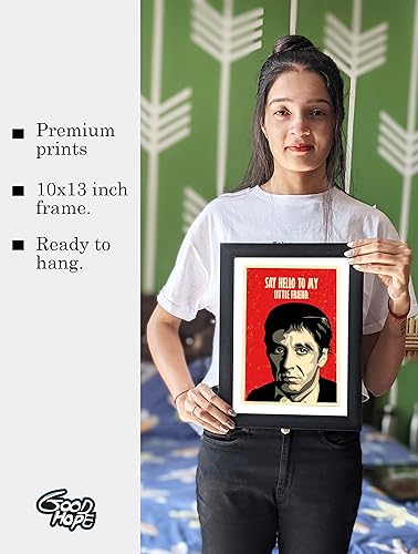 Image of Good Hope Matte paper 300 GSM Scarface Al Pacino (Framed Poster10x13inch, red)